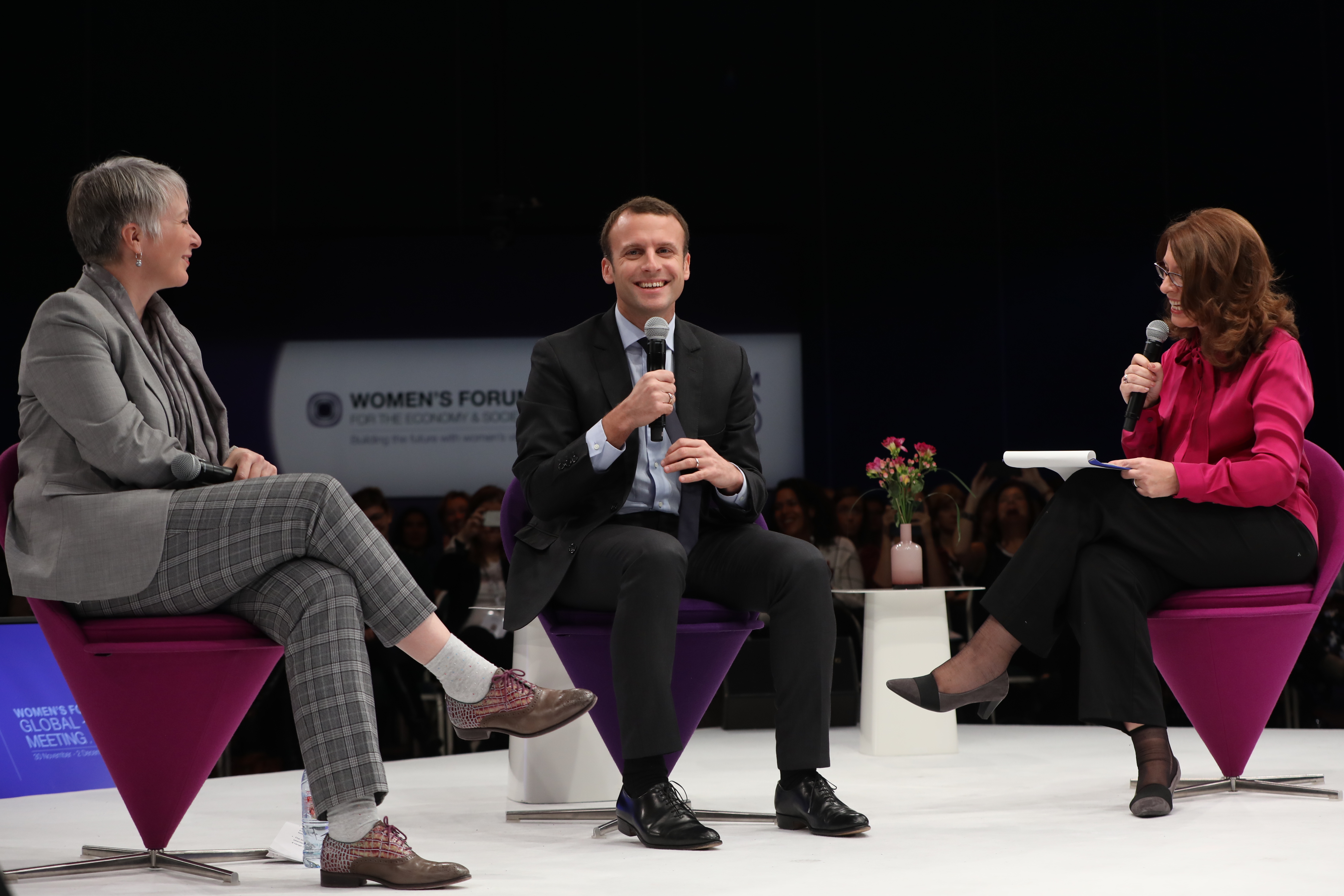 Patty Hajdu, Canada's Minister for Women, Emmanuel Macron, French Presidential Candidate, Claire Doole, Moderator.